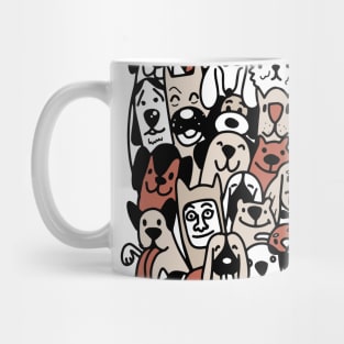 Cute dogs. Doodle style ,Different type of vector cartoon dog faces for design. Mug